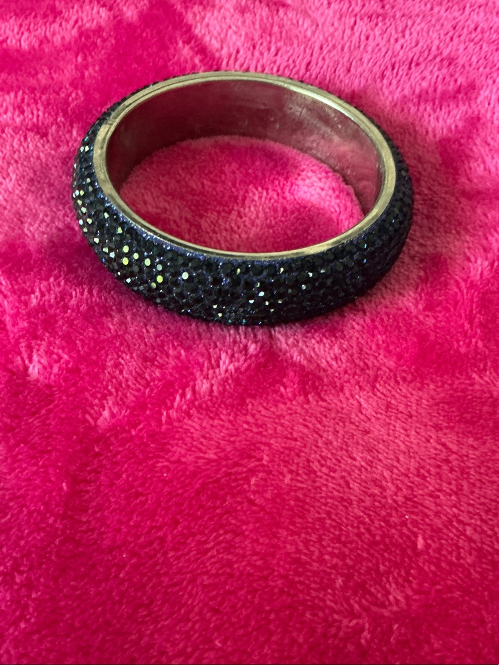 Black and Blue Crystal Pave Bangle Bracelet - Women Jewelry
